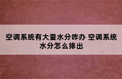 空调系统有大量水分咋办 空调系统水分怎么排出